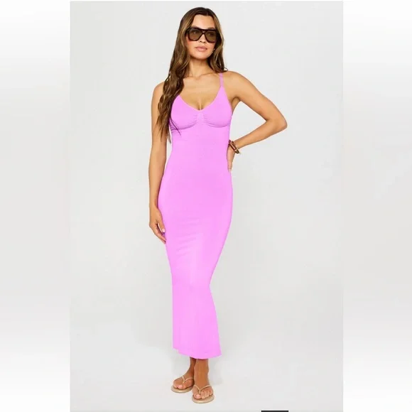 Fabletics+Yitty Smooth As Hell Shaping Maxi Dress/Slip | New | Grape Soda | XS - Picture 6 of 12